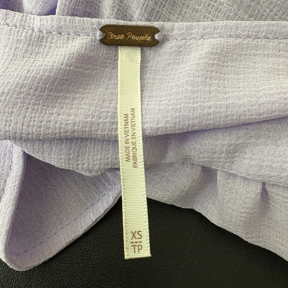 Free People Smocked Long Sleeve Top Womens Size XS Purple Peasant Boho‎ Sheer